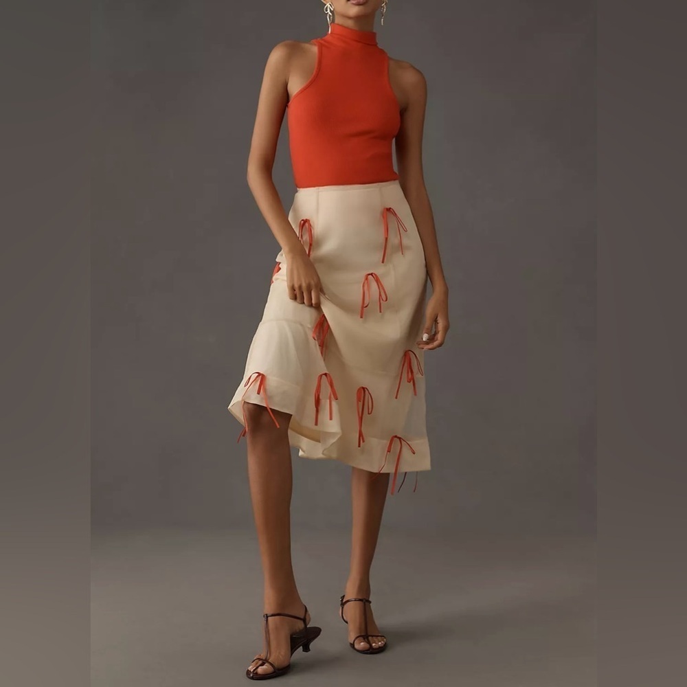 NWT Size 6 - Anthropologie Ribbon Pencil Midi Skirt